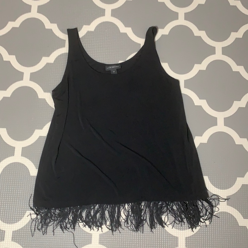 5 for $25 🔥 Lane Bryant black fringe tank top size 14/16